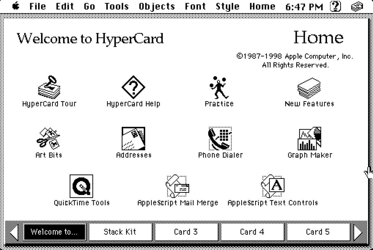 Okno HyperCard Okno HyperCard